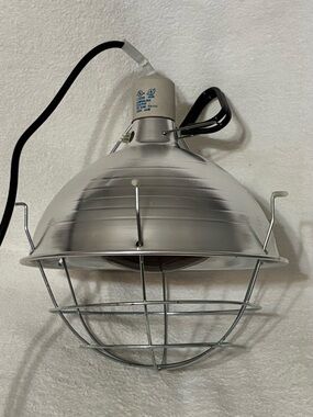 Silver Industrial Clamp Light with Protective Cage